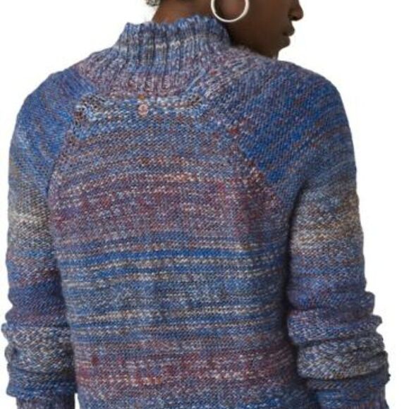 PrAna Claus Blue Knit Pullover Wool Blend Nordic Sweater Women's Small - Picture 2 of 11